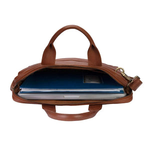 Classic Laptop Bag in Genuine Leather - Brown Bear