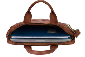 Classic Laptop Bag in Genuine Leather - Brown Bear