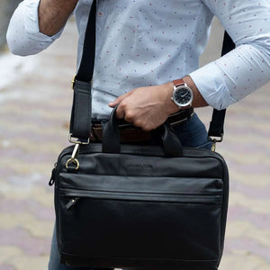 Classic Laptop Bag in Genuine Leather - Brown Bear