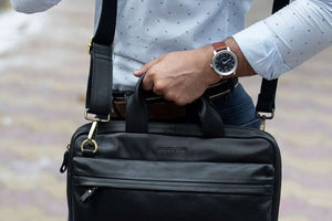 Classic Laptop Bag in Genuine Leather - Brown Bear