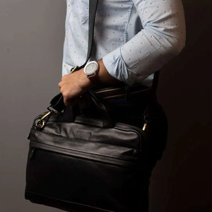 Classic Laptop Bag in Genuine Leather - Brown Bear