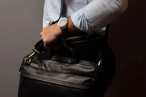 Classic Laptop Bag in Genuine Leather - Brown Bear