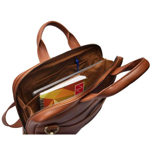 Classic Laptop Bag in Genuine Leather - Brown Bear