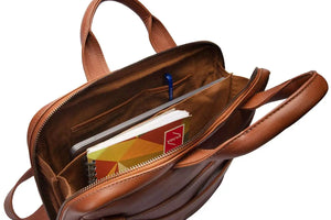 Classic Laptop Bag in Genuine Leather - Brown Bear