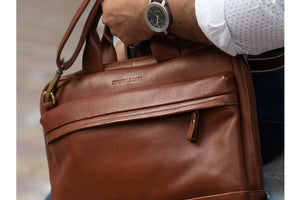 Classic Laptop Bag in Genuine Leather - Brown Bear