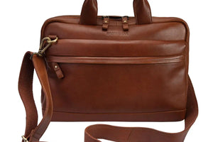 Classic Laptop Bag in Genuine Leather - Brown Bear