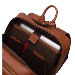Classic Leather Backpack with front Pocket in Genuine Leather - Brown Bear
