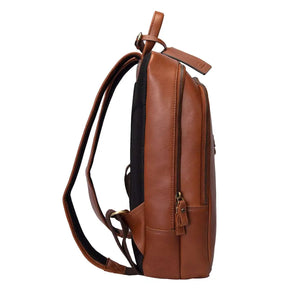 Classic Leather Backpack with front Pocket in Genuine Leather - Brown Bear