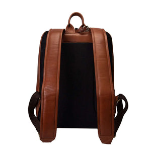 Classic Leather Backpack with front Pocket in Genuine Leather - Brown Bear