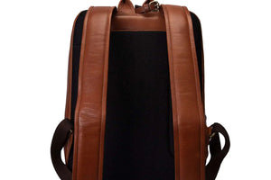 Classic Leather Backpack with front Pocket in Genuine Leather - Brown Bear