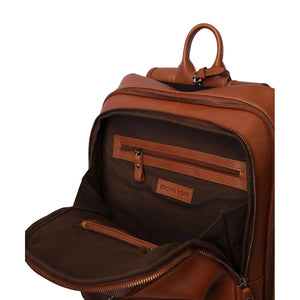 Classic Leather Backpack with front Pocket in Genuine Leather - Brown Bear