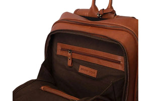 Classic Leather Backpack with front Pocket in Genuine Leather - Brown Bear