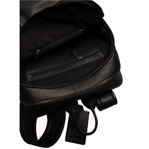 Classic Leather Backpack with front Pocket in Genuine Leather - Brown Bear