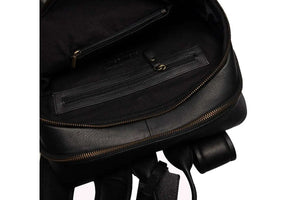 Classic Leather Backpack with front Pocket in Genuine Leather - Brown Bear