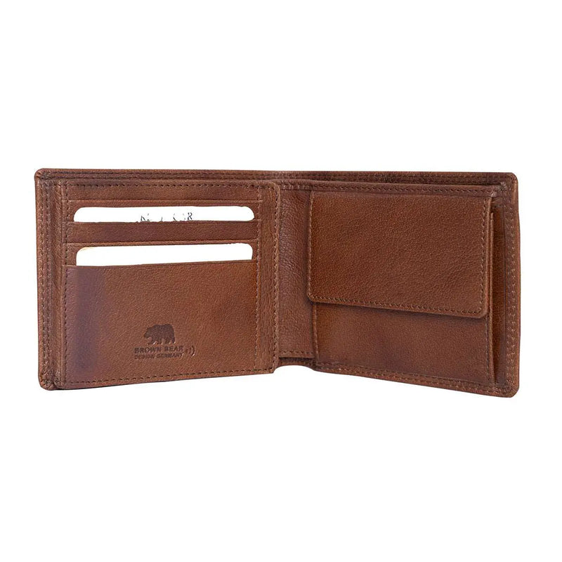 Classic Men’s Wallet with I.D and Coin Pocket and RFID in Genuine Leather - Brown Bear