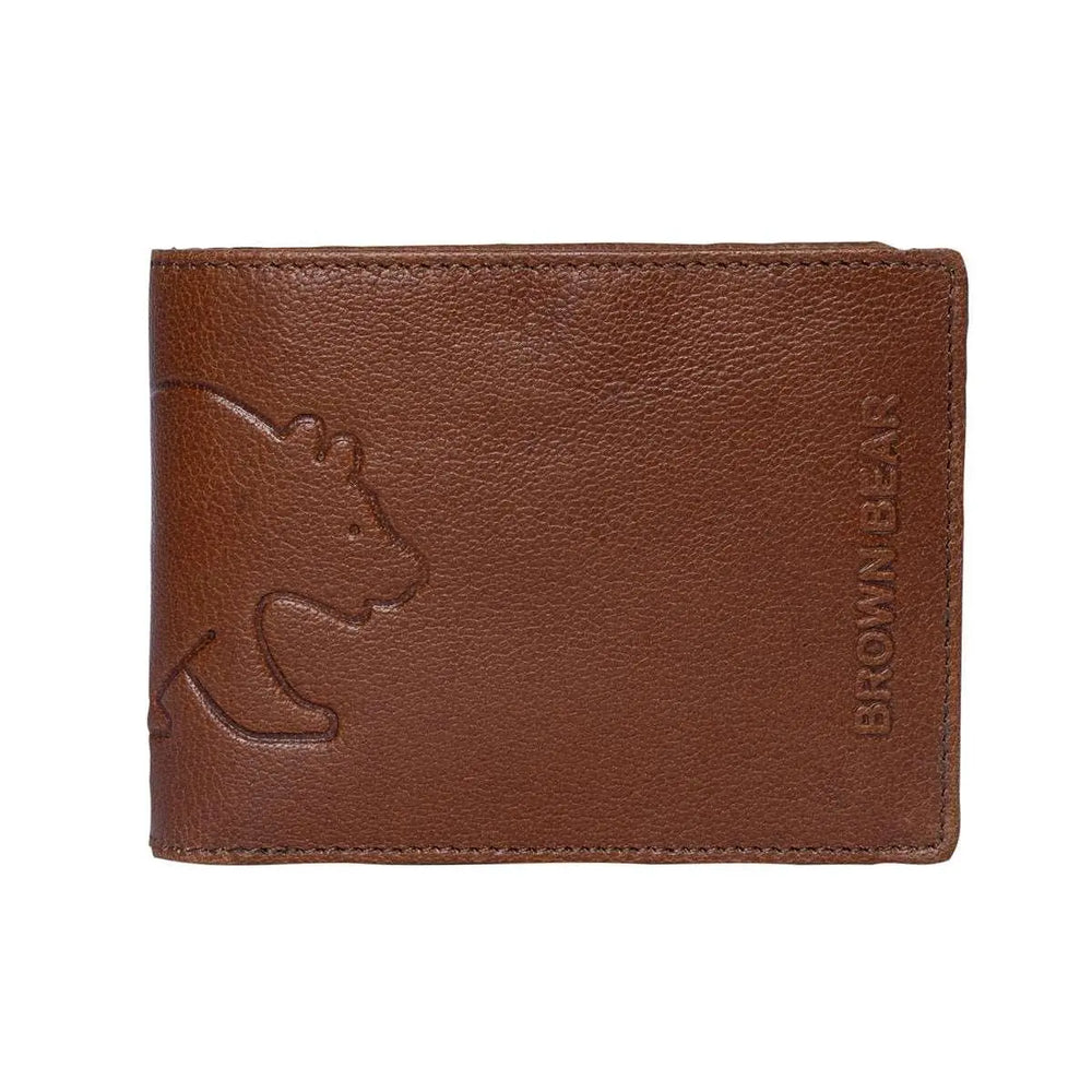Classic Men’s Wallet with I.D and Coin Pocket and RFID in Genuine Leather Blocking Technology - Brown Bear