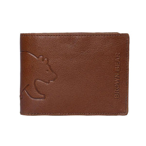 Classic Men’s Wallet with I.D and Coin Pocket and RFID in Genuine Leather Blocking Technology - Brown Bear