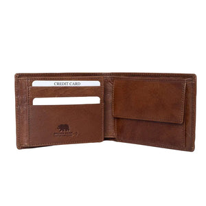 Classic Men’s Wallet with I.D and Coin Pocket and RFID in Genuine Leather Blocking Technology - Brown Bear