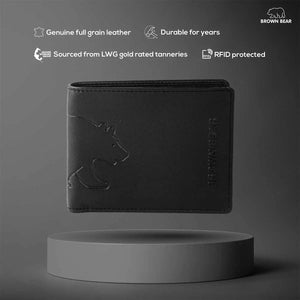 Classic Slim Men’s Wallet in Genuine Leather - Novel Series - Brown Bear