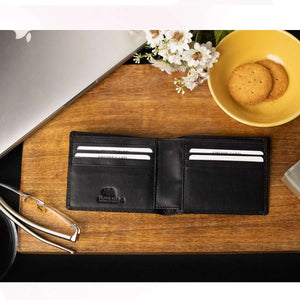 Classic Slim Men’s Wallet in Genuine Leather - Novel Series - Brown Bear