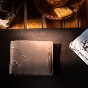 Classic Slim Men’s Wallet in Genuine Leather - Novel Series - Brown Bear