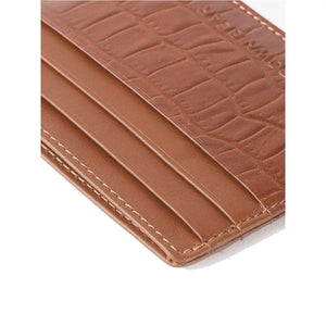 Croco Print Classic Card Holder with 6 Card Compartment in Genuine Leather - Brown Bear