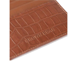 Croco Print Classic Card Holder with 6 Card Compartment in Genuine Leather - Brown Bear