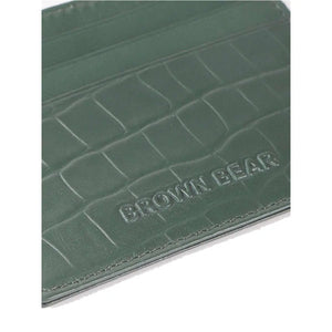 Croco Print Classic Card Holder with 6 Card Compartment in Genuine Leather - Brown Bear