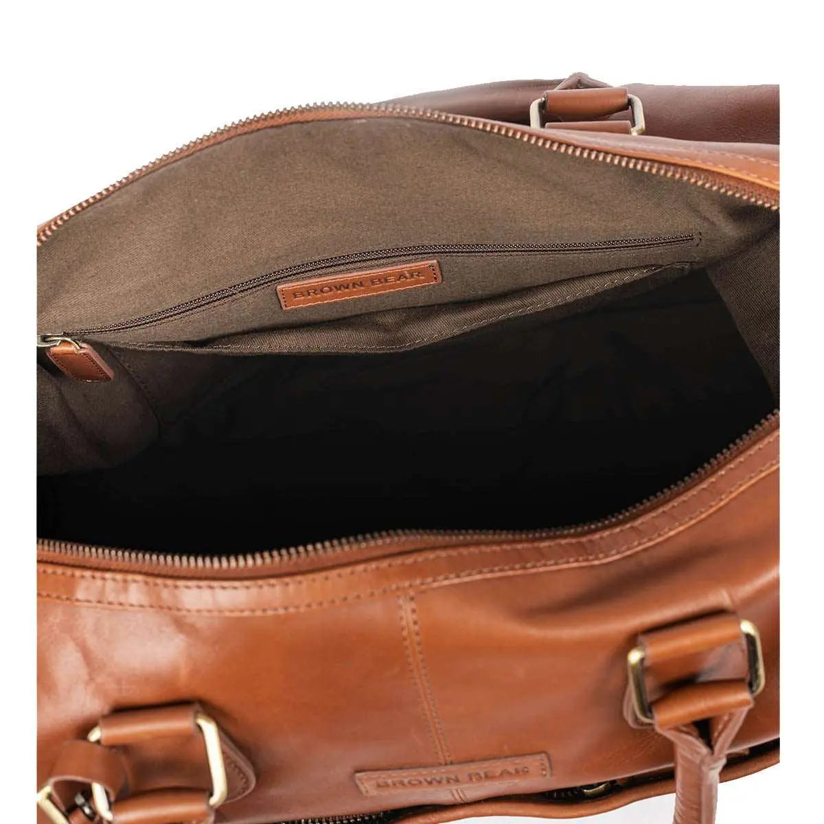 Genuine Leather Weekender Bag for Short Duration Getaways - Brown Bear