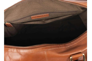 Genuine Leather Weekender Bag for Short Duration Getaways - Brown Bear