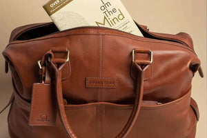 Genuine Leather Weekender Bag for Short Duration Getaways - Brown Bear
