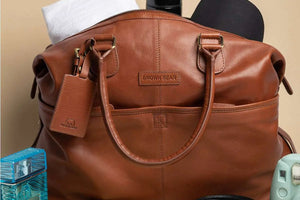 Genuine Leather Weekender Bag for Short Duration Getaways - Brown Bear
