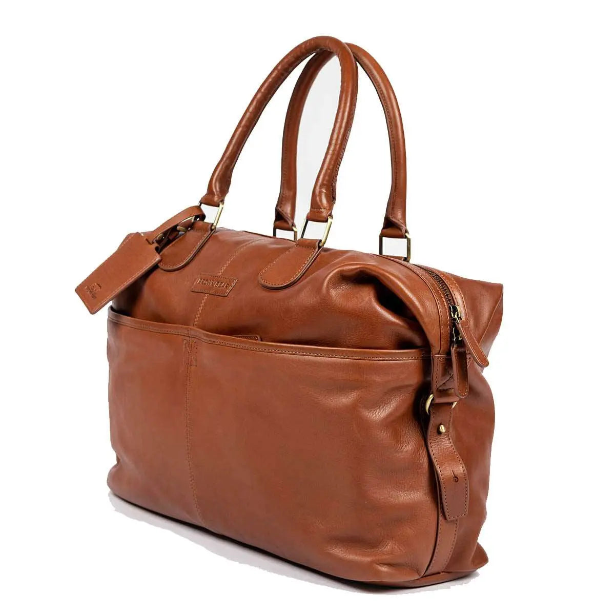 Genuine Leather Weekender Bag for Short Duration Getaways - Brown Bear