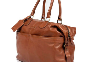 Genuine Leather Weekender Bag for Short Duration Getaways - Brown Bear