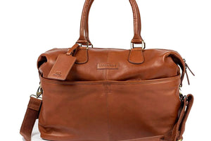 Genuine Leather Weekender Bag for Short Duration Getaways - Brown Bear