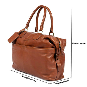 Genuine Leather Weekender Bag for Short Duration Getaways - Brown Bear
