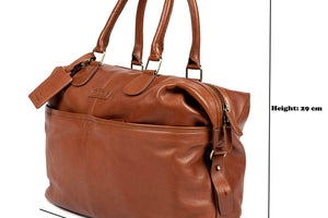 Genuine Leather Weekender Bag for Short Duration Getaways - Brown Bear