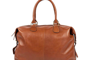 Genuine Leather Weekender Bag for Short Duration Getaways - Brown Bear