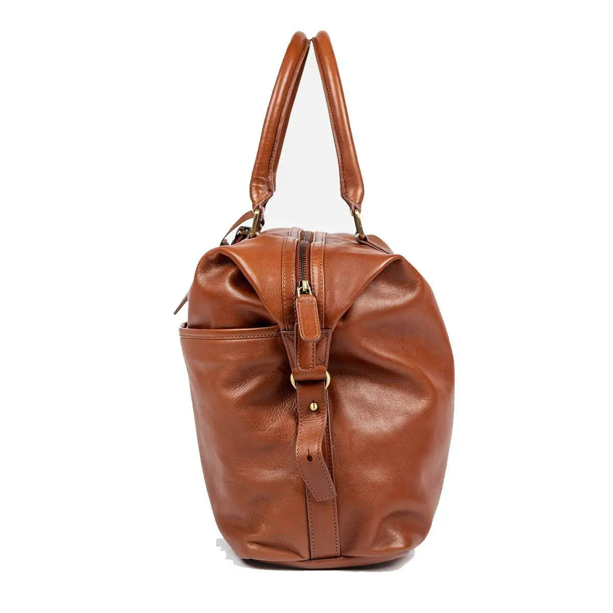 Genuine Leather Weekender Bag for Short Duration Getaways - Brown Bear