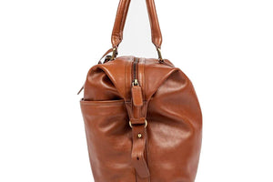 Genuine Leather Weekender Bag for Short Duration Getaways - Brown Bear