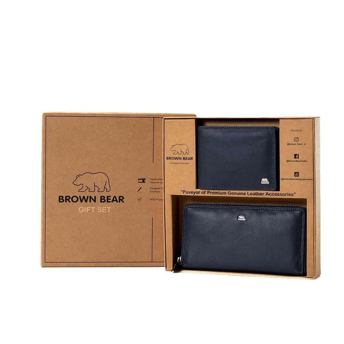 Gift Set - Classically Coordinated: His & Hers Wallet Gift Set - Brown Bear