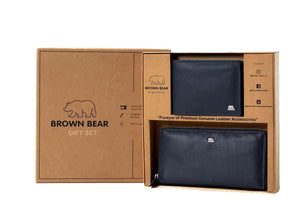 Gift Set - Classically Coordinated: His & Hers Wallet Gift Set - Brown Bear