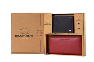 Gift Set - Classically Coordinated: His & Hers Wallet Gift Set - Brown Bear