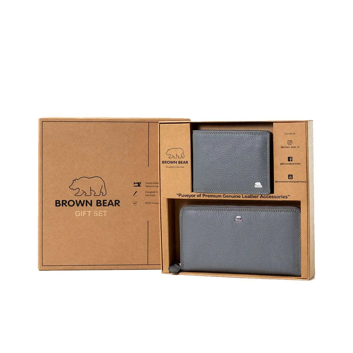 Gift Set - Classically Coordinated: His & Hers Wallet Gift Set - Brown Bear