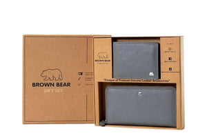 Gift Set - Classically Coordinated: His & Hers Wallet Gift Set - Brown Bear