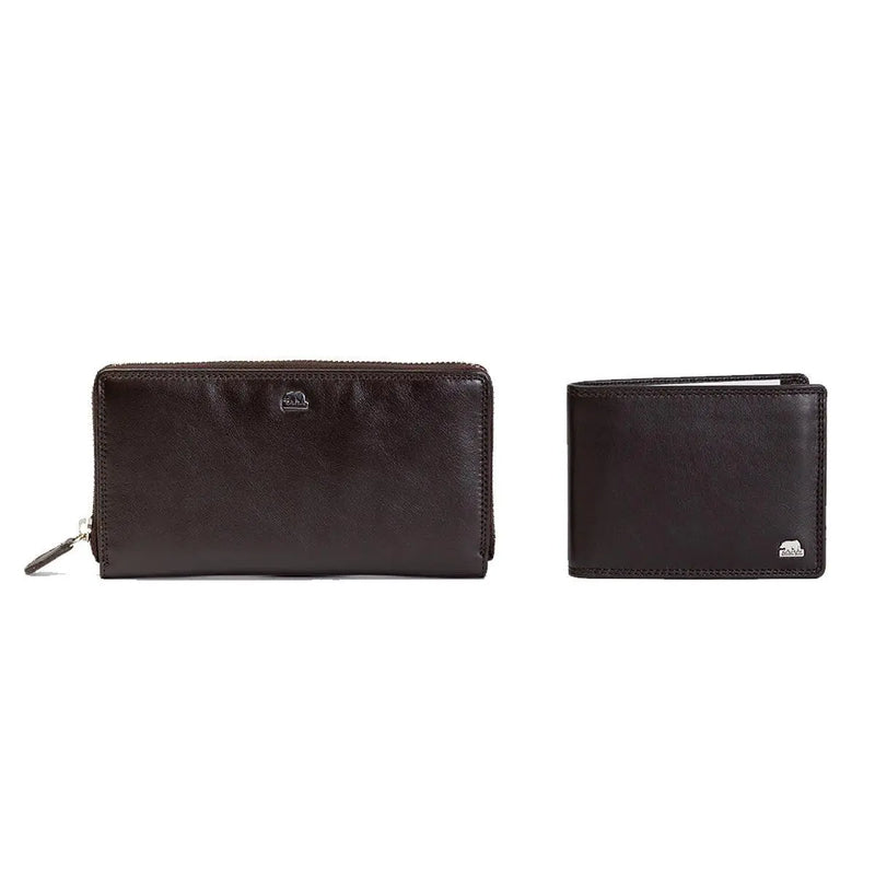 Gift Set - Classically Coordinated: His & Hers Wallet Gift Set - Brown Bear