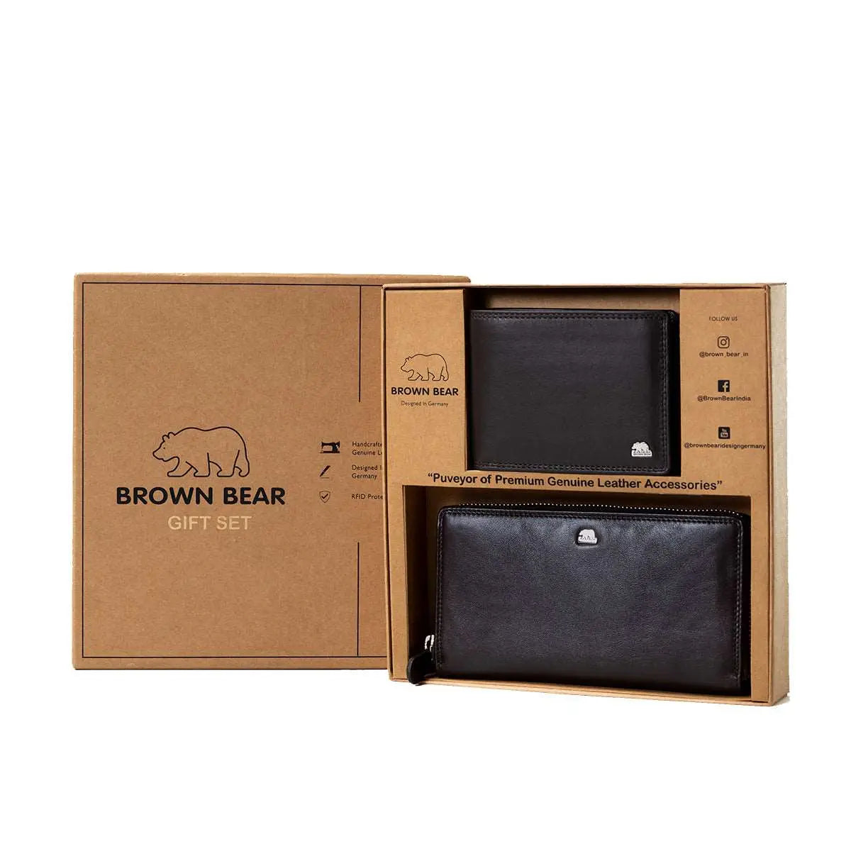 Gift Set - Classically Coordinated: His & Hers Wallet Gift Set - Brown Bear