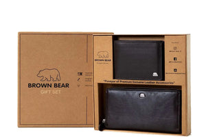Gift Set - Classically Coordinated: His & Hers Wallet Gift Set - Brown Bear