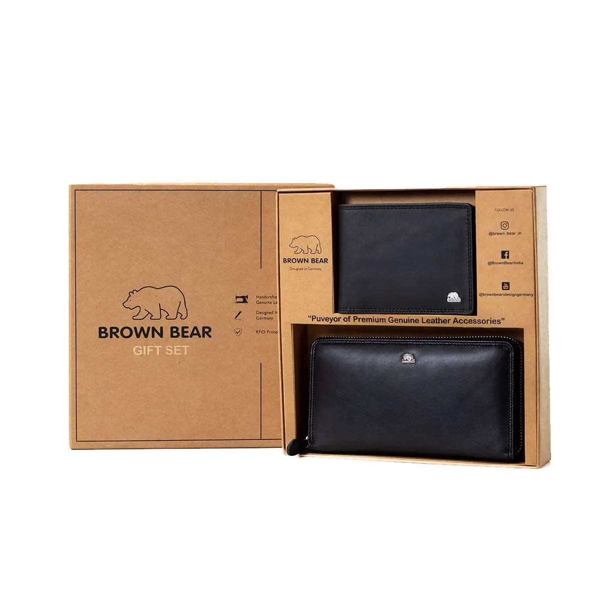 Gift Set - Classically Coordinated: His & Hers Wallet Gift Set - Brown Bear