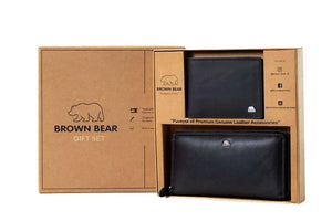 Gift Set - Classically Coordinated: His & Hers Wallet Gift Set - Brown Bear